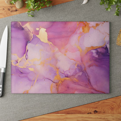 Lilac and Mauve Marble Glass Cutting Board