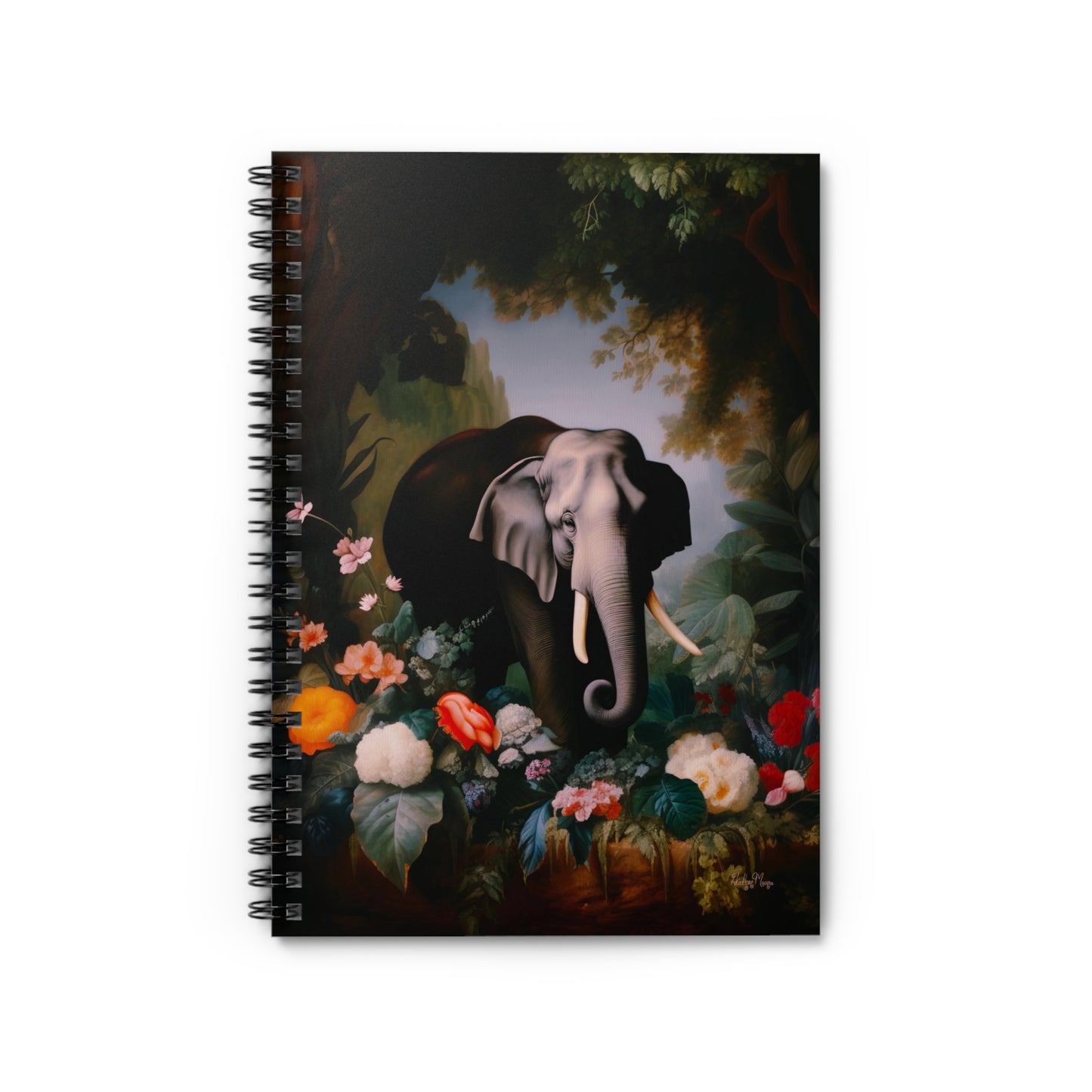 Majestic Elephant in a Lush Jungle | Ruled Line Spiral Notebook