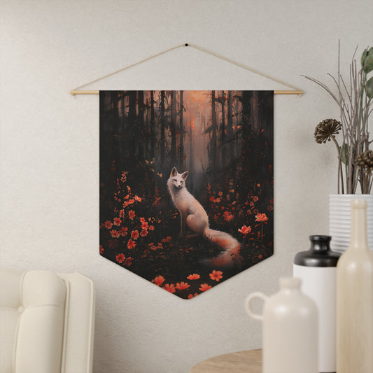 White Fox in Moonlight | Hanging Pennant