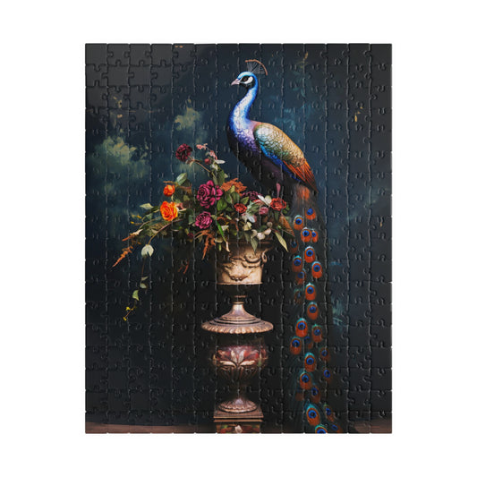 Peacock with a Vase of Flowers | Jigsaw Puzzle