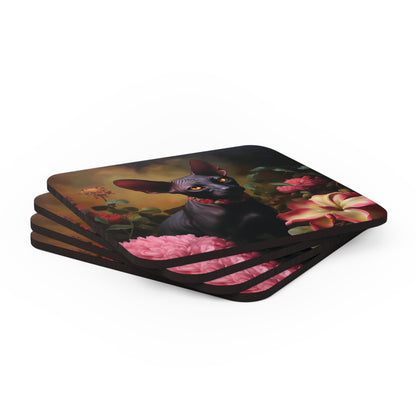 Black Sphynx Amongst Flowers | Set of 4 Coasters