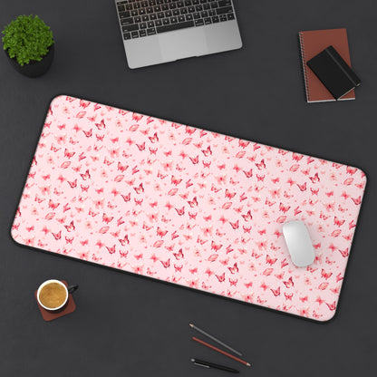 Whimsical Pink Butterflies Desk Mat