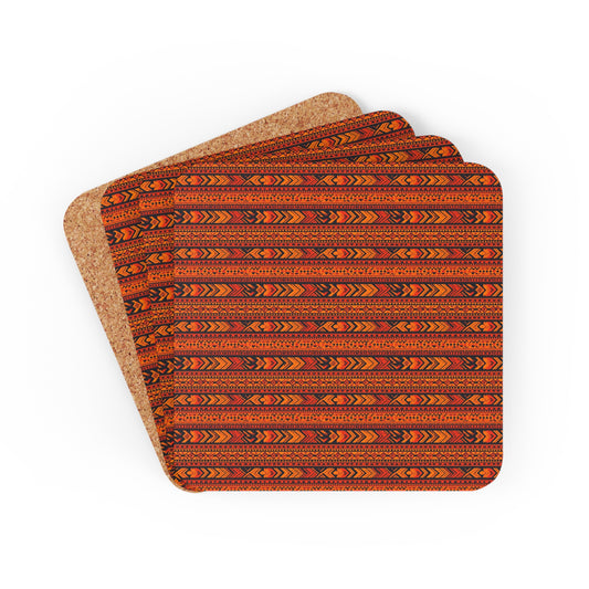 Yellow and Orange Aztec Design Coaster Set of 4