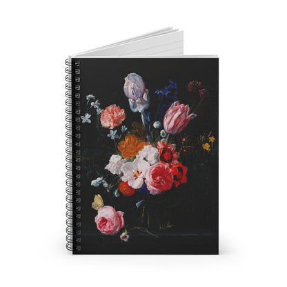 A Bouquet of Flowers in a Crystal Vase | Ruled Line Spiral Notebook