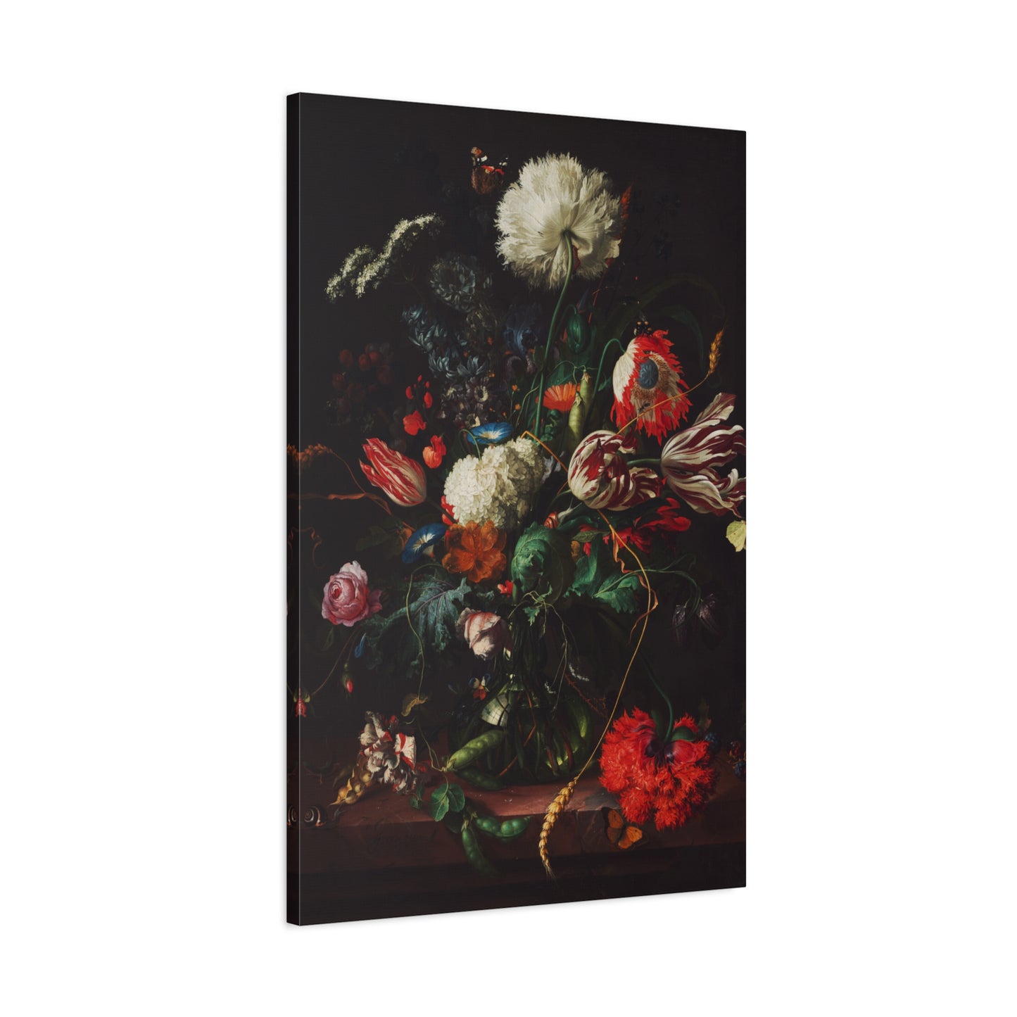 Vase of Flowers with Butterflies Canvas Print