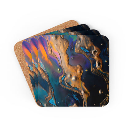 Iridescent Black Oil Geode | Set of 4 Coasters