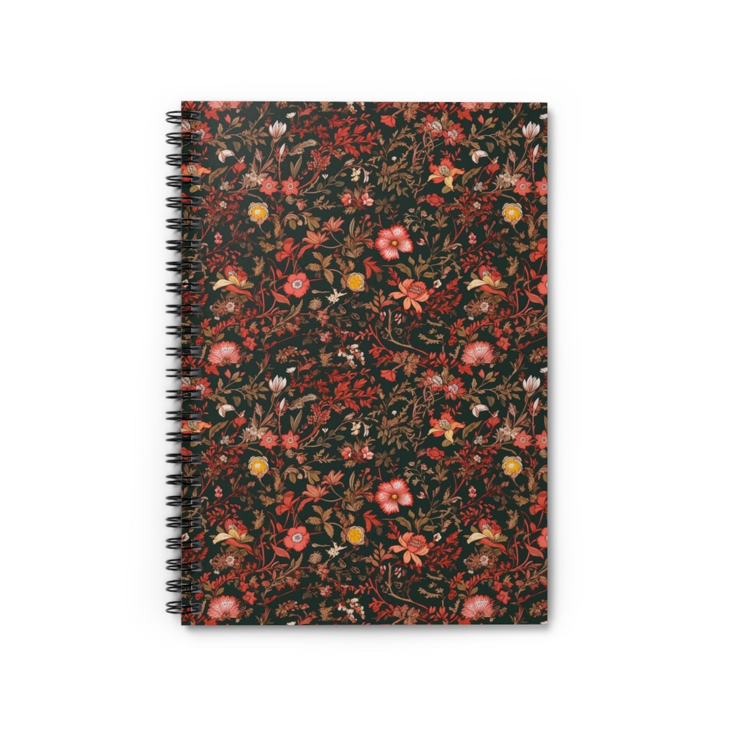 Pink and Red Vintage Flowers | Ruled Line Spiral Notebook
