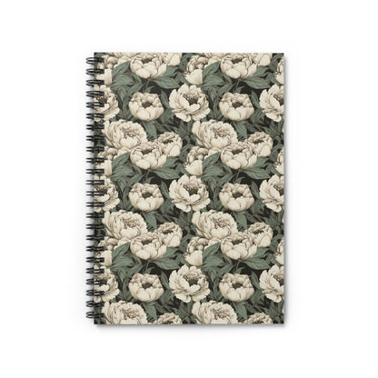 Black and Ivory Roses | Ruled Line Spiral Notebook