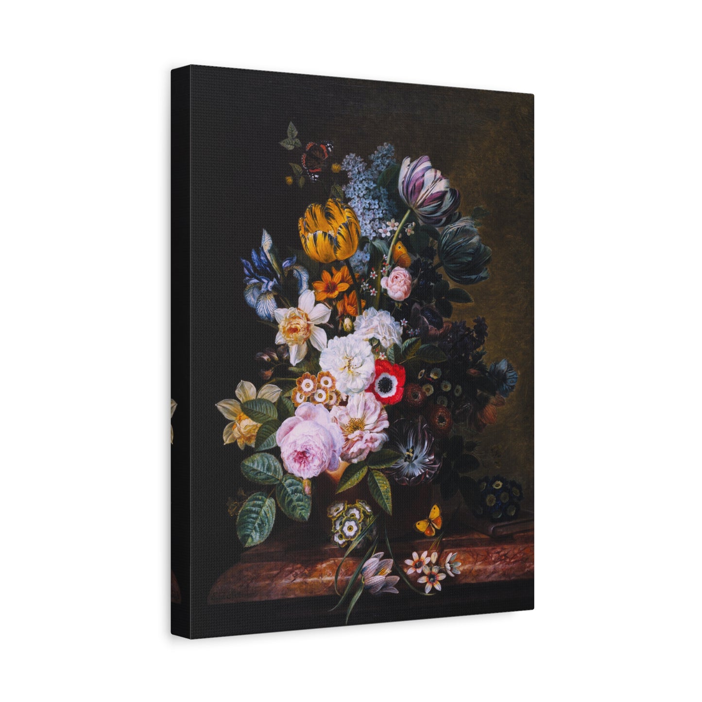 Still Life with Flowers and Butterflies Canvas Print