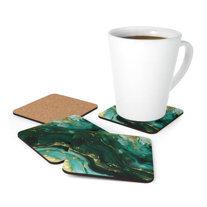 Dark Green, Teal and Ivory Geode | Set of 4 Coasters