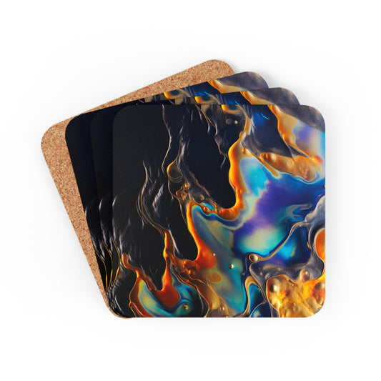 Iridescent Navy Blue Oil Geode | Set of 4 Coasters