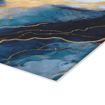 Navy Blue and Teal Marble Glass Cutting Board