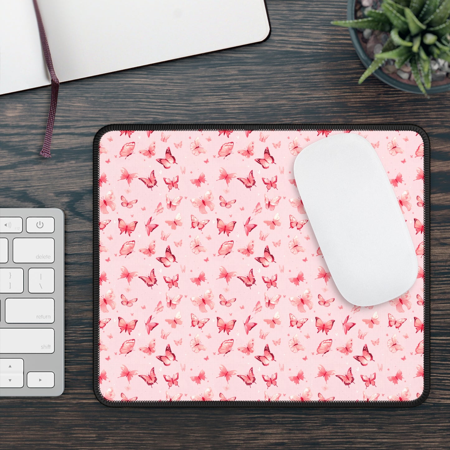 Whimsical Pink Butterflies Mouse Pad