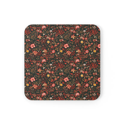 Pink and Red Vintage Flowers | Set of 4 Coasters
