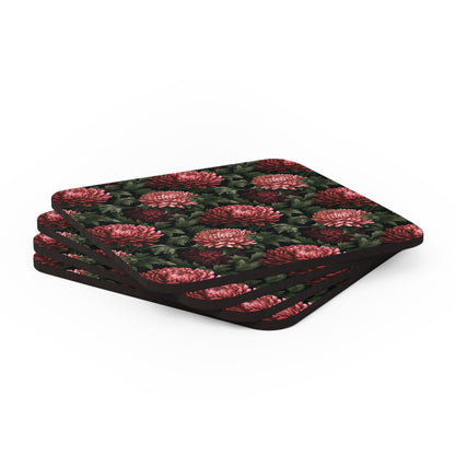 Pink Vintage Chrysanthemums | Set of 4 Coasters