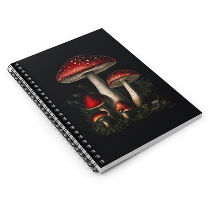 Moody Fly Agaric Mushrooms | Ruled Line Spiral Notebook