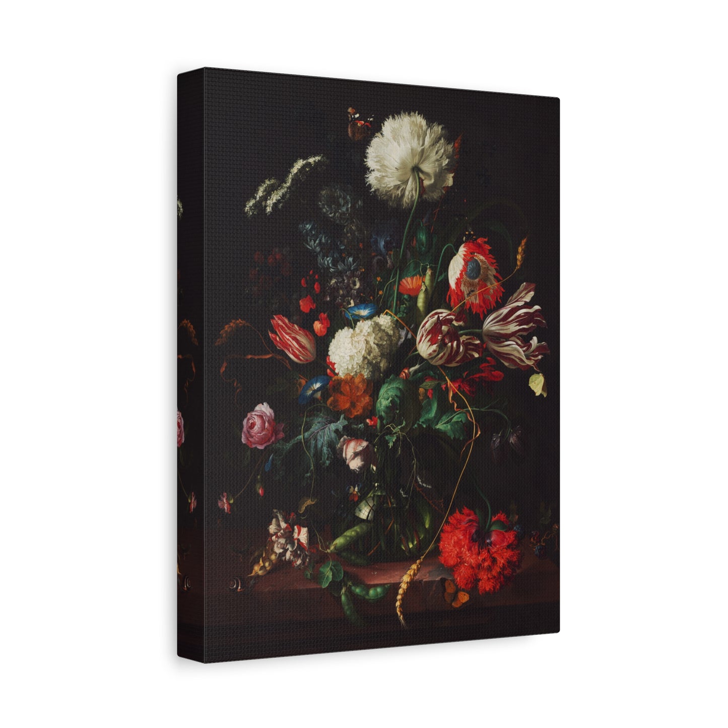 Vase of Flowers with Butterflies Canvas Print