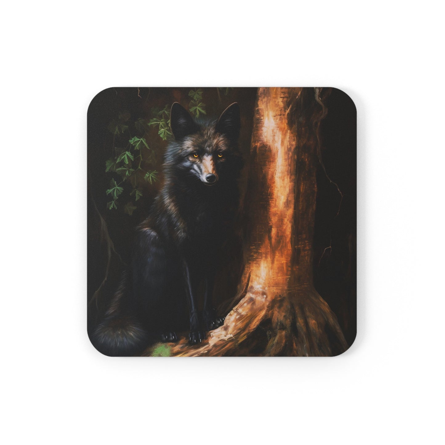 Regal Black Fox in a Forest | Set of 4 Coasters