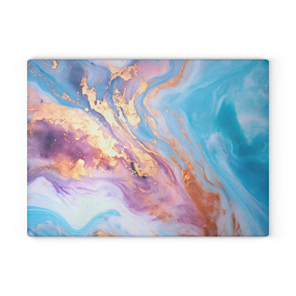 Blue and Mauve Unicorn Marble Glass Cutting Board