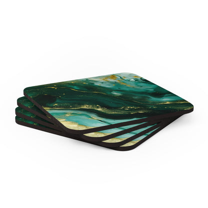 Dark Green, Teal and Ivory Geode | Set of 4 Coasters