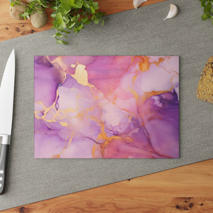 Lilac and Mauve Marble Glass Cutting Board