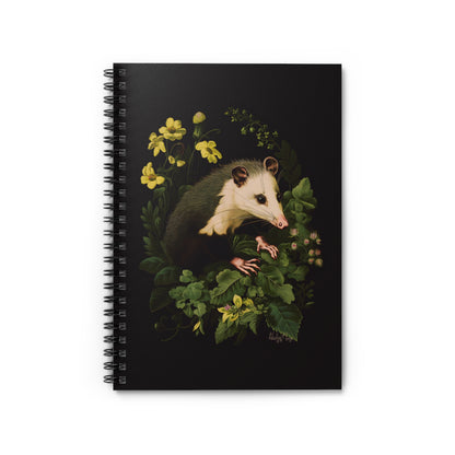 Opossum with Yellow Flowers | Ruled Line Spiral Notebook