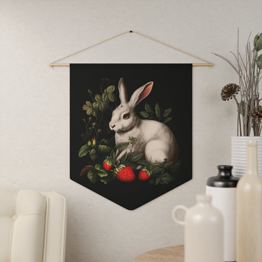 White Rabbit with Horns | Hanging Pennant