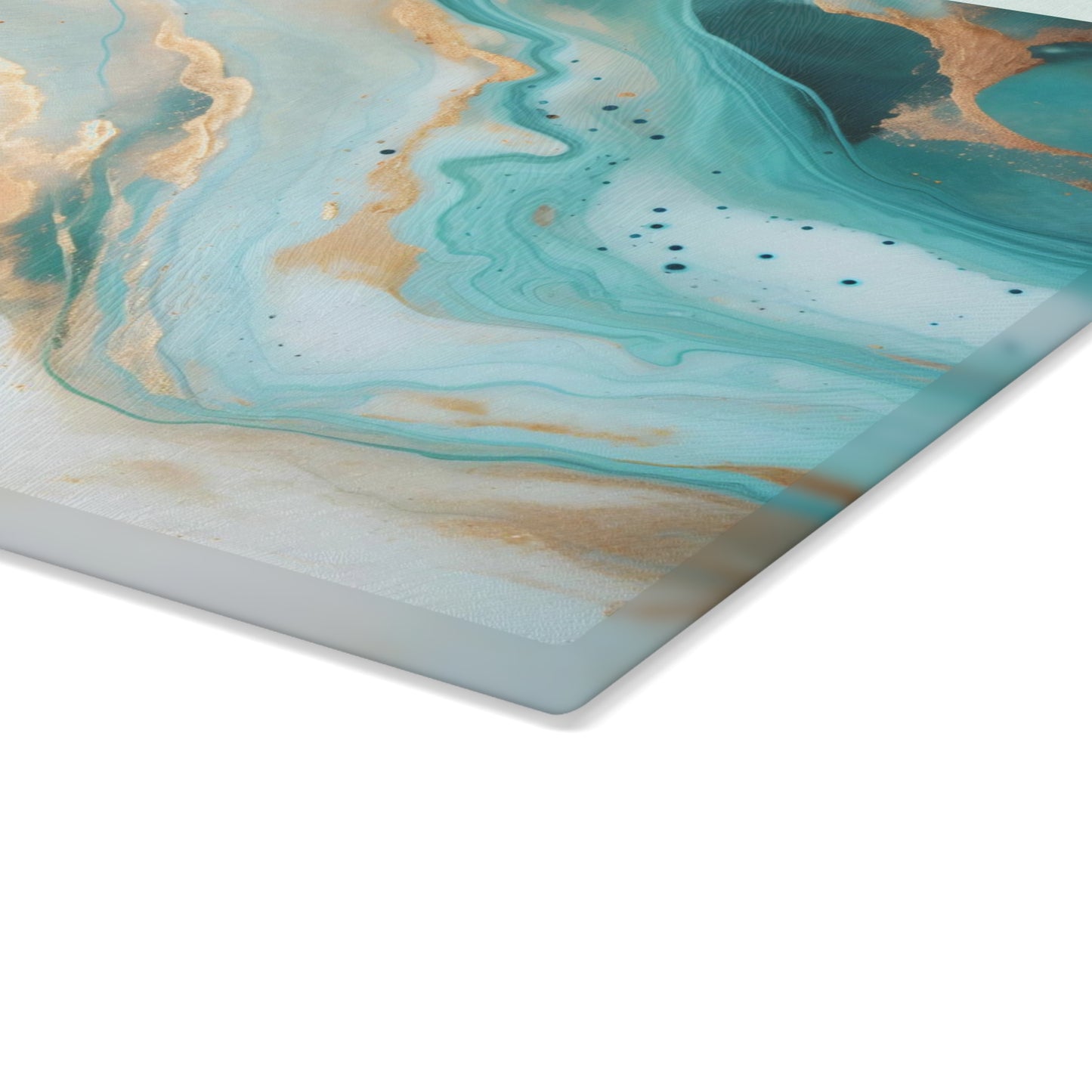 Soft Teal, Turquoise and Ivory Marble Glass Cutting Board