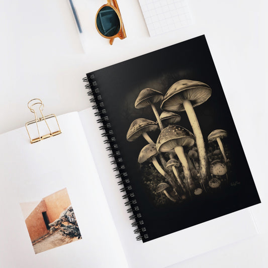 Gloomy Forest Mushrooms | Ruled Line Spiral Notebook