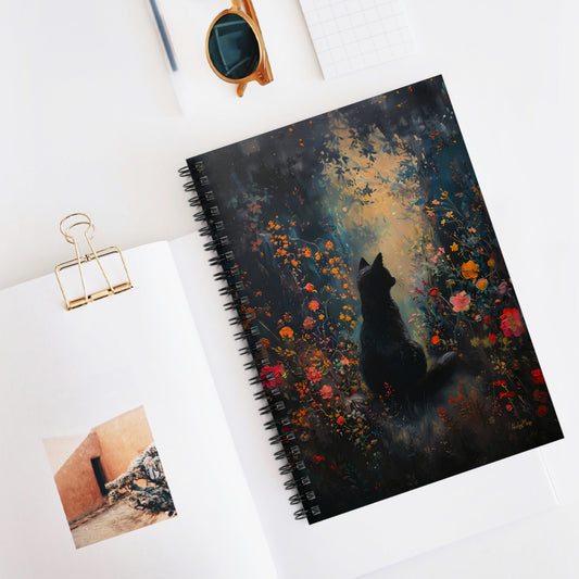 Mystic Meadow Cat | Ruled Line Spiral Notebook