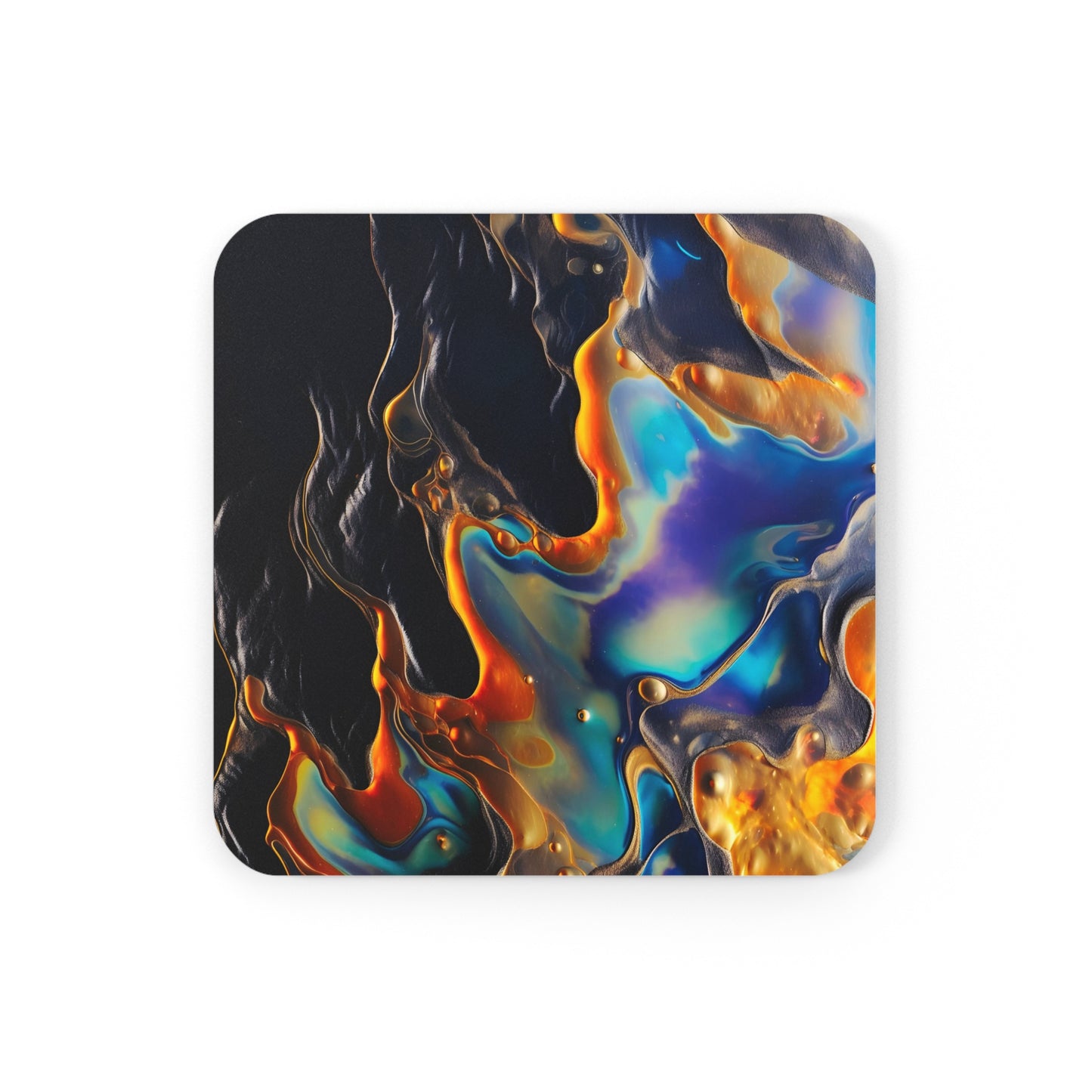 Iridescent Navy Blue Oil Geode | Set of 4 Coasters