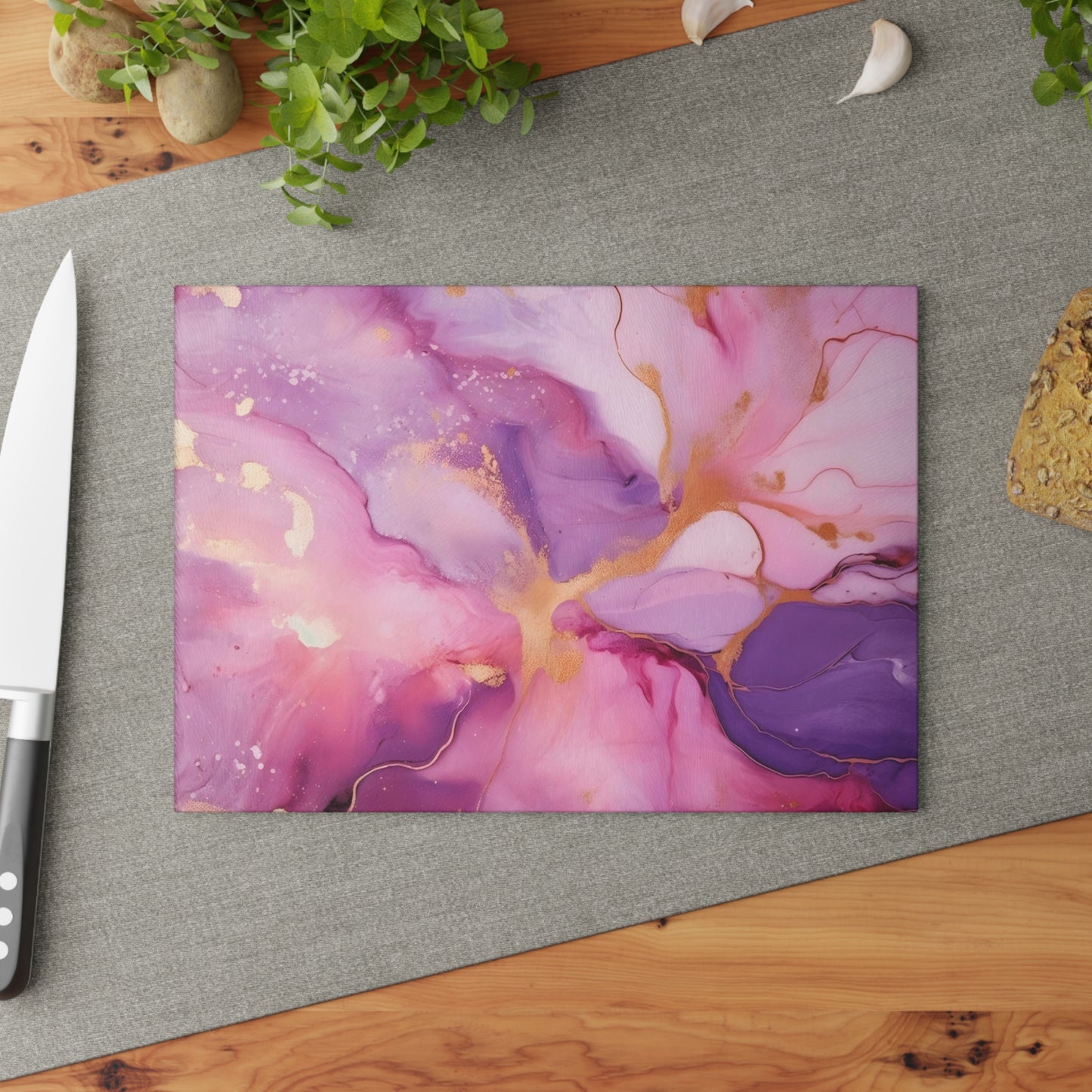 Lilac and Pink Marble Glass Cutting Board