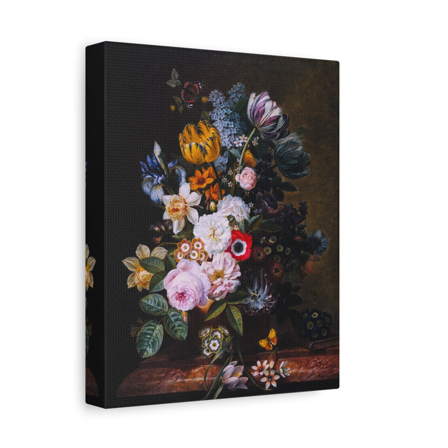 Still Life with Flowers and Butterflies Canvas Print