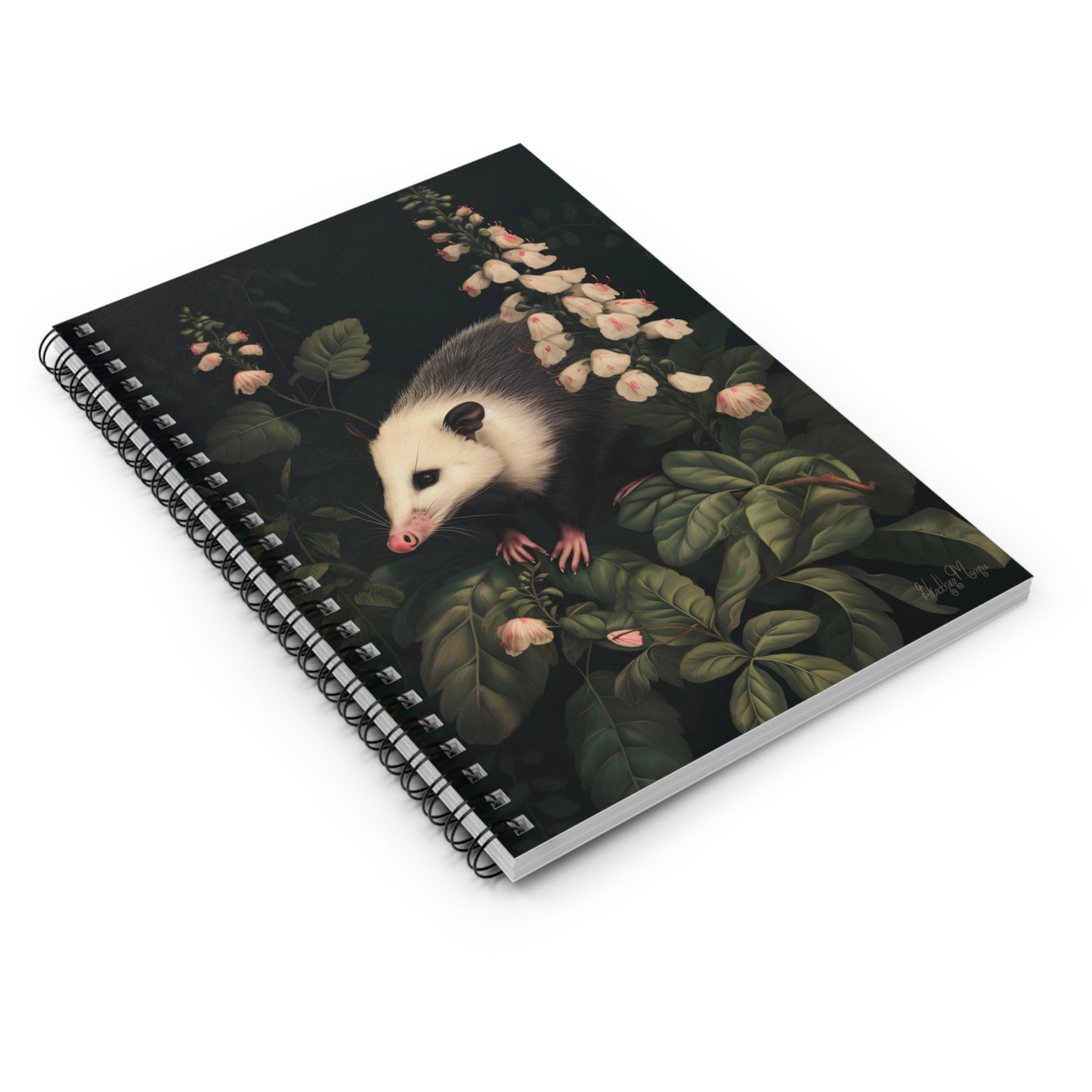 Opossum in Lush Foliage |  Ruled Line Spiral Notebook