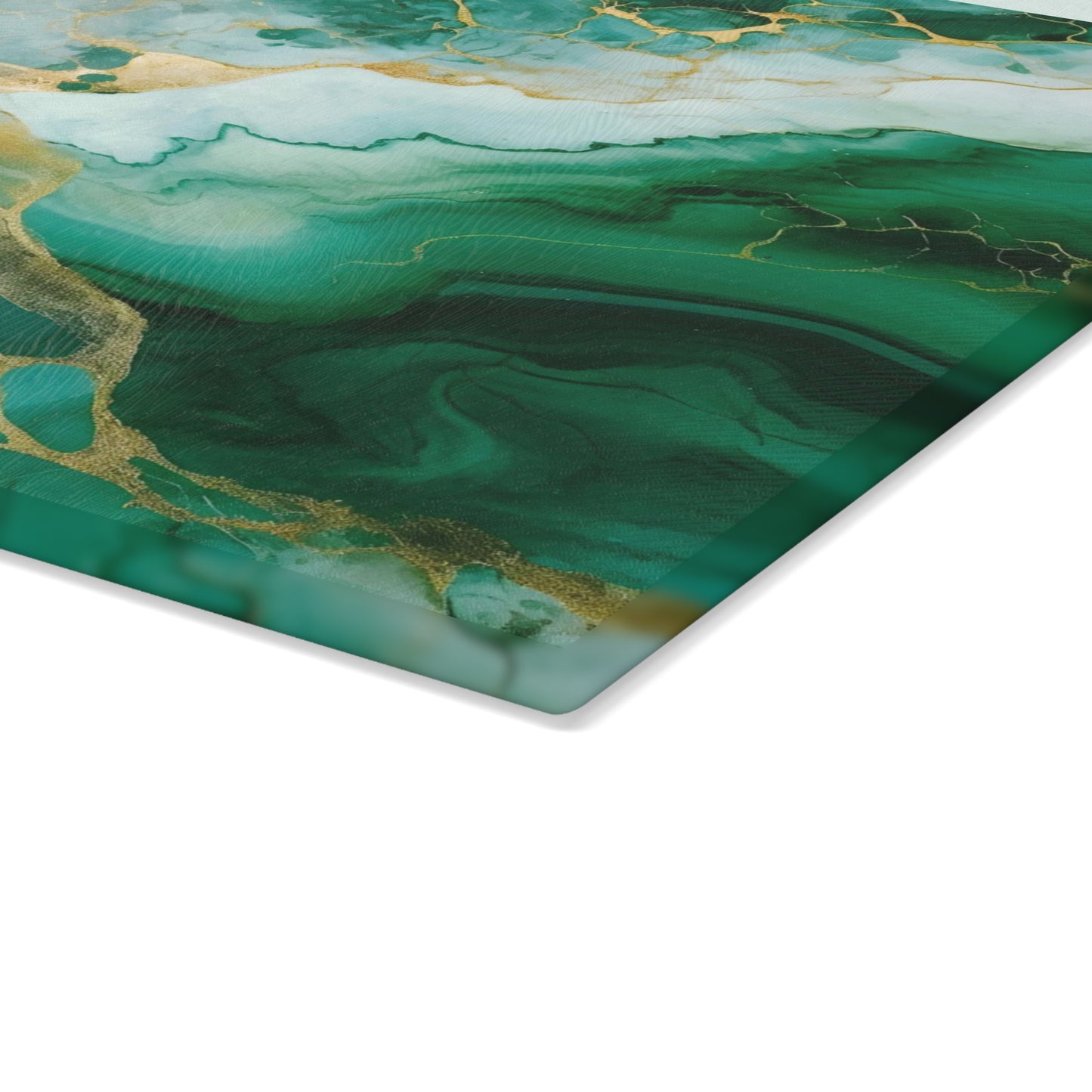 Soft Green, Emerald and Ivory Marble Glass Cutting Board