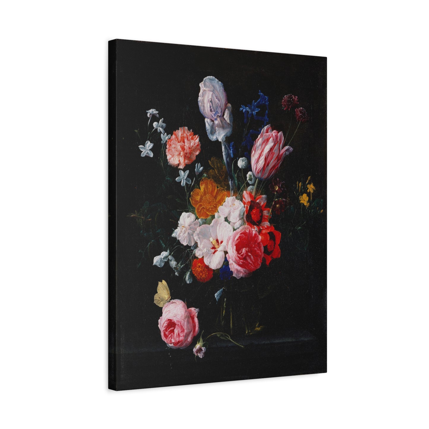 A Bouquet of Flowers in a Crystal Vase Canvas Print