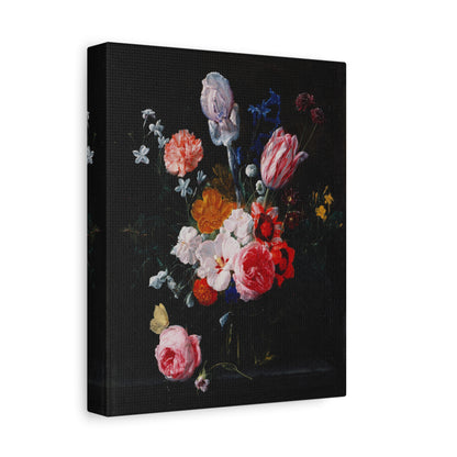 A Bouquet of Flowers in a Crystal Vase Canvas Print