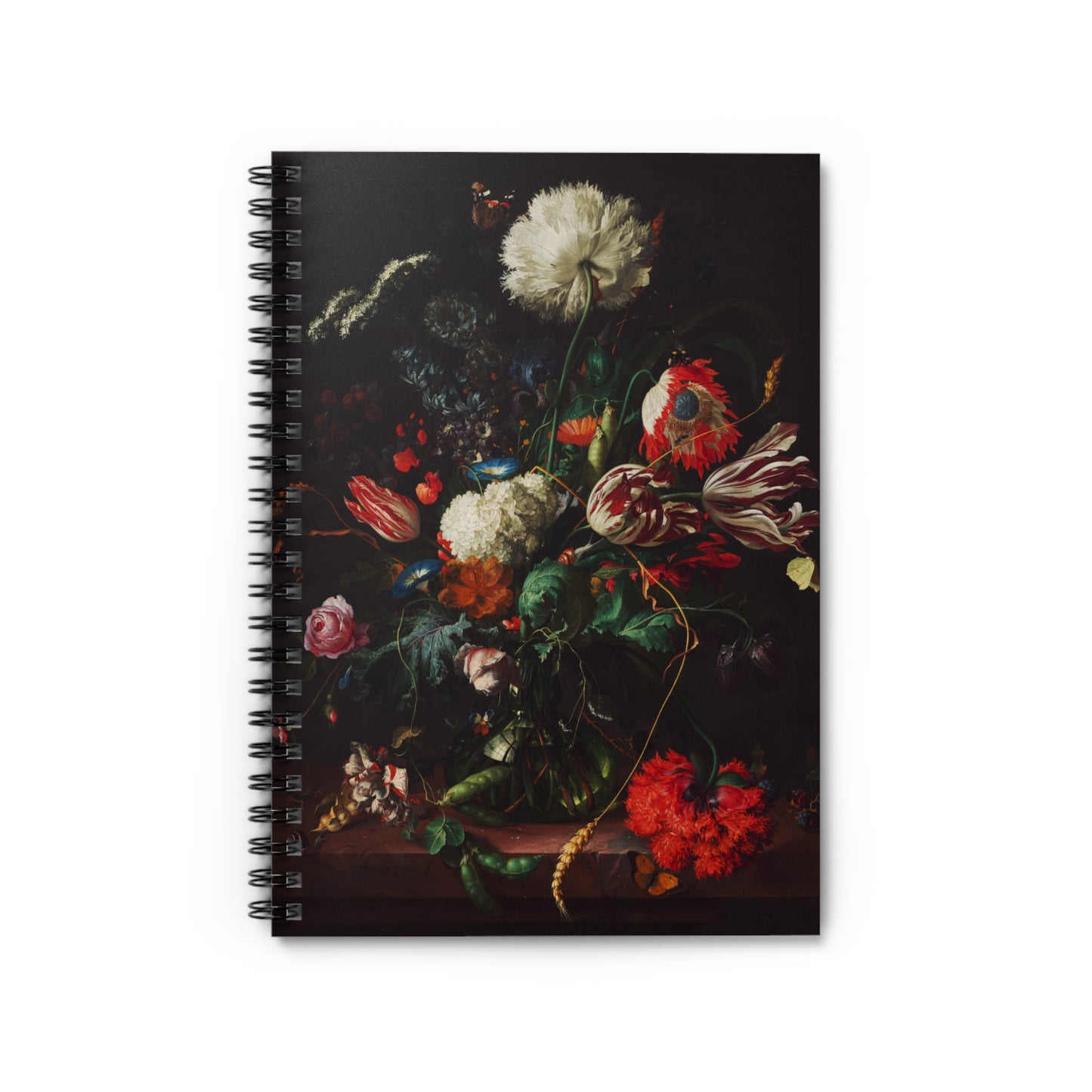 Vase of Flowers with Butterflies | Ruled Line Spiral Notebook