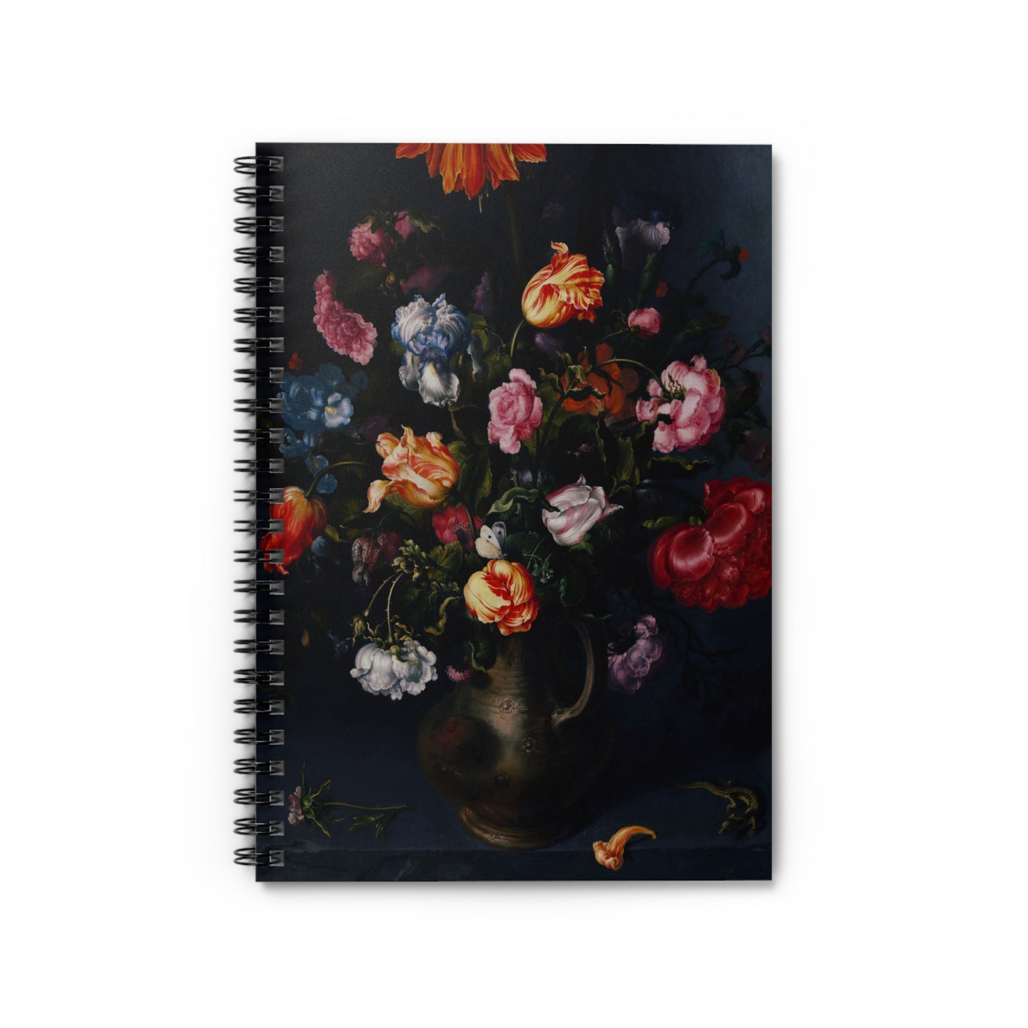 A Moody Vase with Flowers | Ruled Line Spiral Notebook