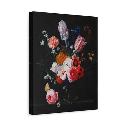 A Bouquet of Flowers in a Crystal Vase Canvas Print