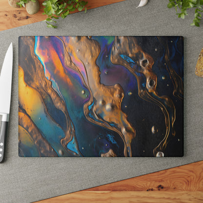 Iridescent Black and Bronze Glass Cutting Board