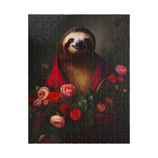 Majestic Sloth with Lush Flowers | Jigsaw Puzzle