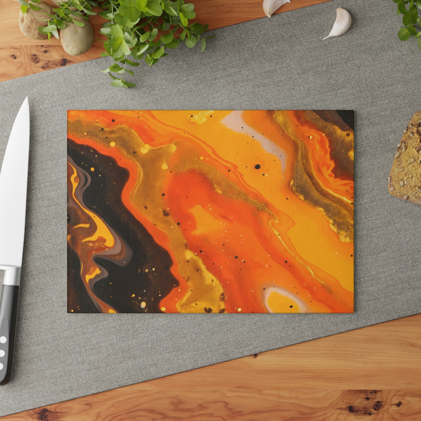 Terracotta, Yellow and Black Granite Glass Cutting Board