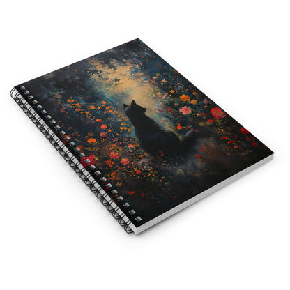 Mystic Meadow Cat | Ruled Line Spiral Notebook