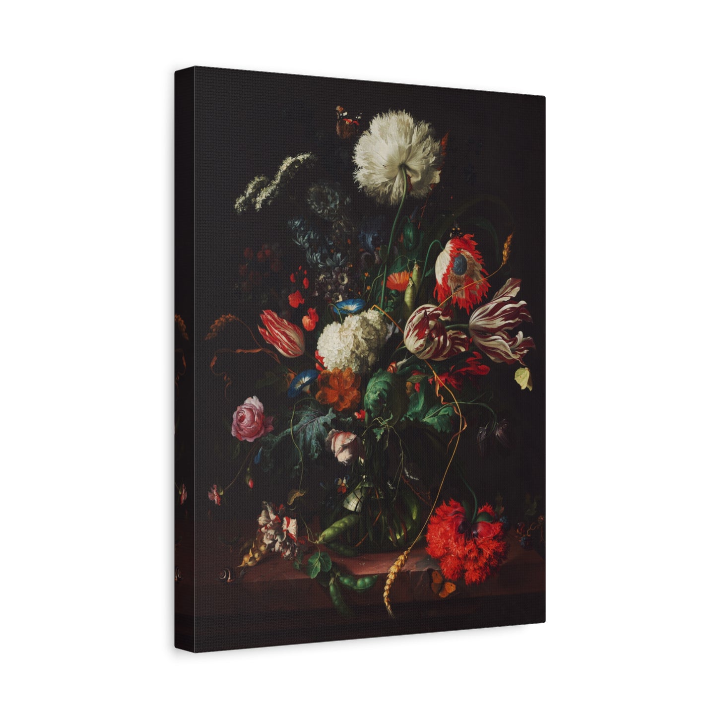 Vase of Flowers with Butterflies Canvas Print