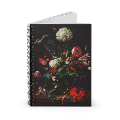 Vase of Flowers with Butterflies | Ruled Line Spiral Notebook