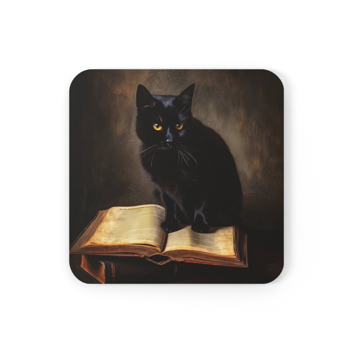 Black Cat with Books | Set of 4 Coasters