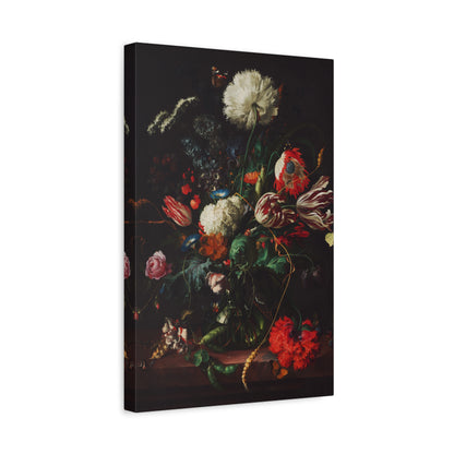 Vase of Flowers with Butterflies Canvas Print