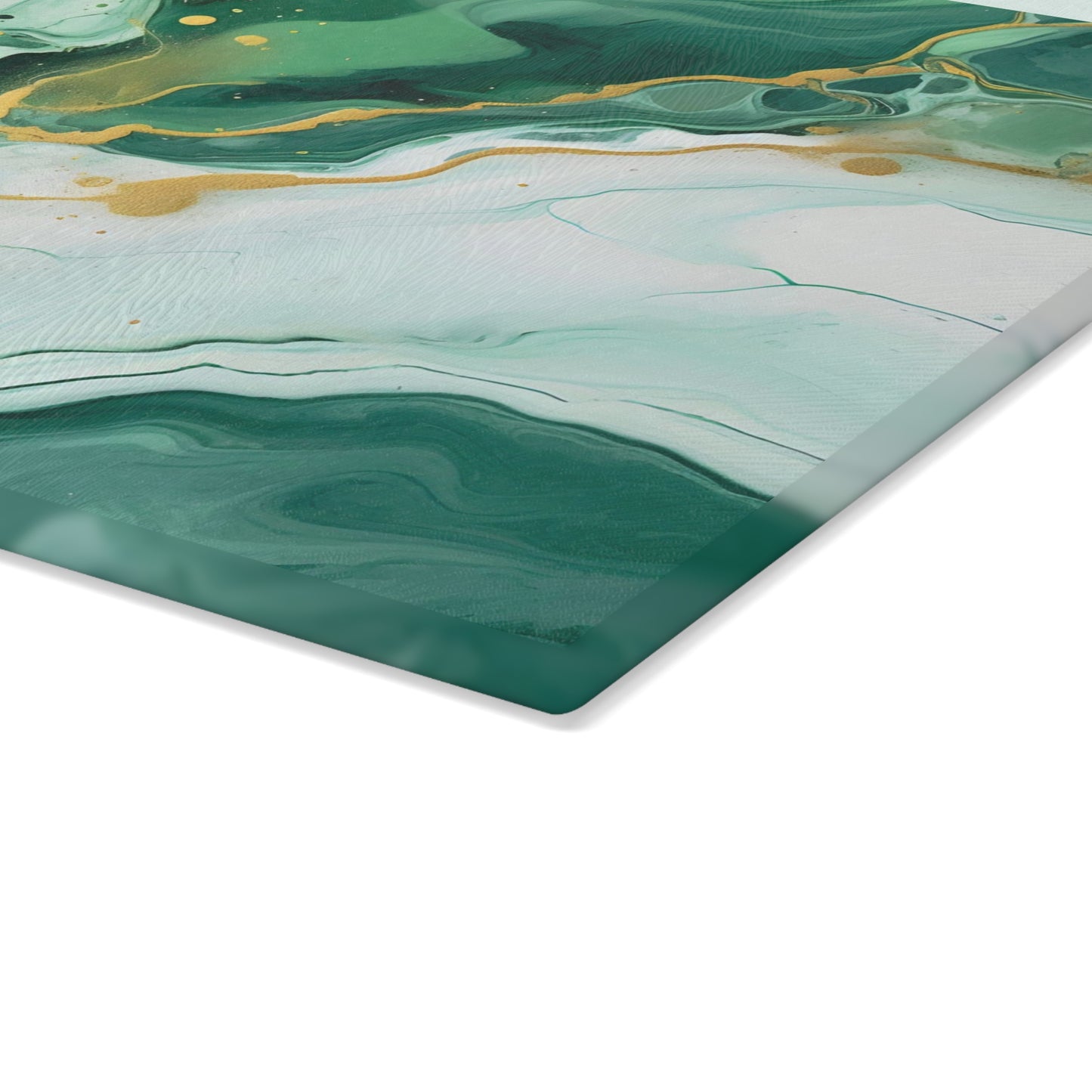 Soft Green and Ivory Marble Glass Cutting Board