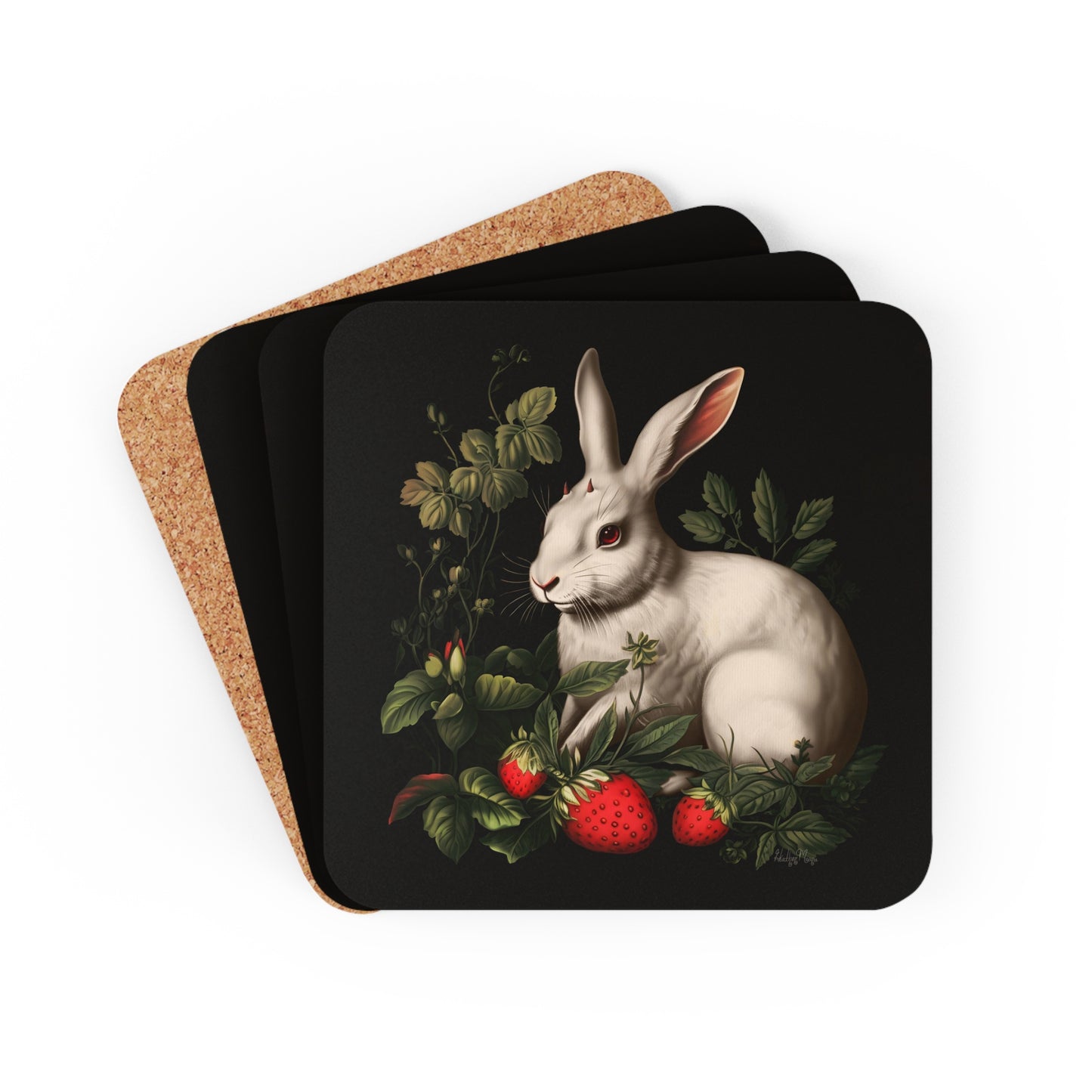White Rabbit with Horns | Set of 4 Coasters